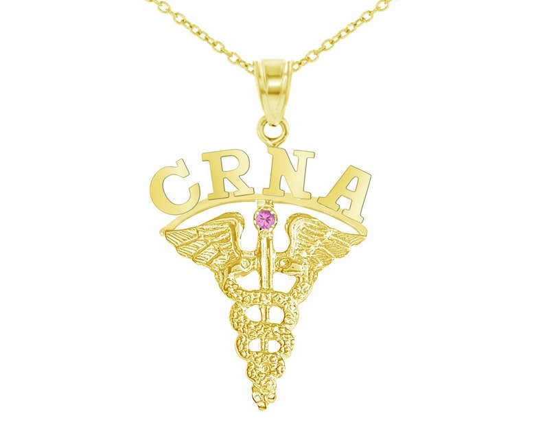 14K Gold CRNA Graduation Nurse Necklace - NursingPin.com