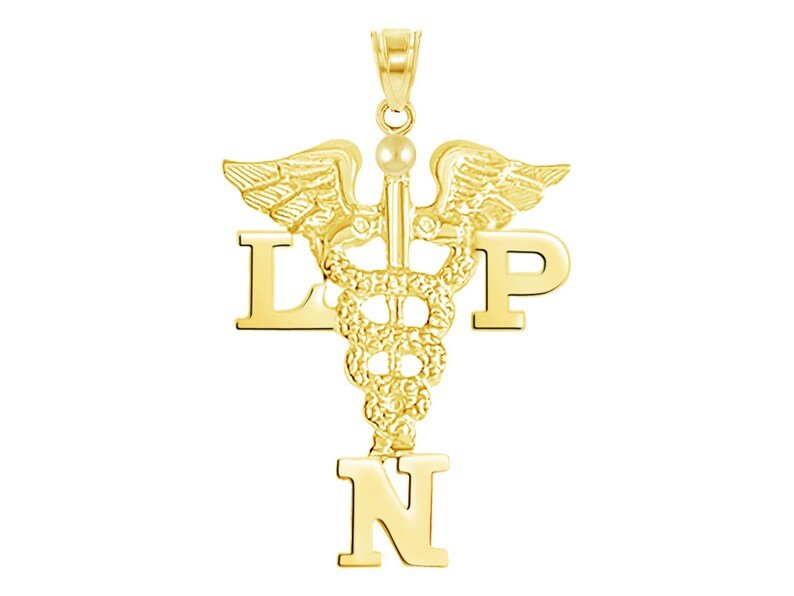 14K Gold LPN Licensed Practical Nurse Charm - NursingPin.com