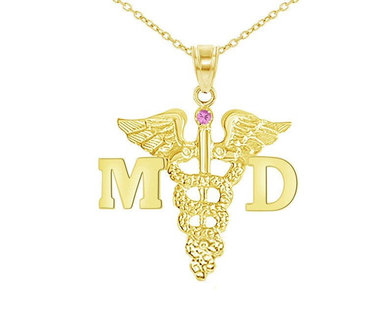 14K Gold MD Medical Doctor Graduate Necklace - NursingPin.com