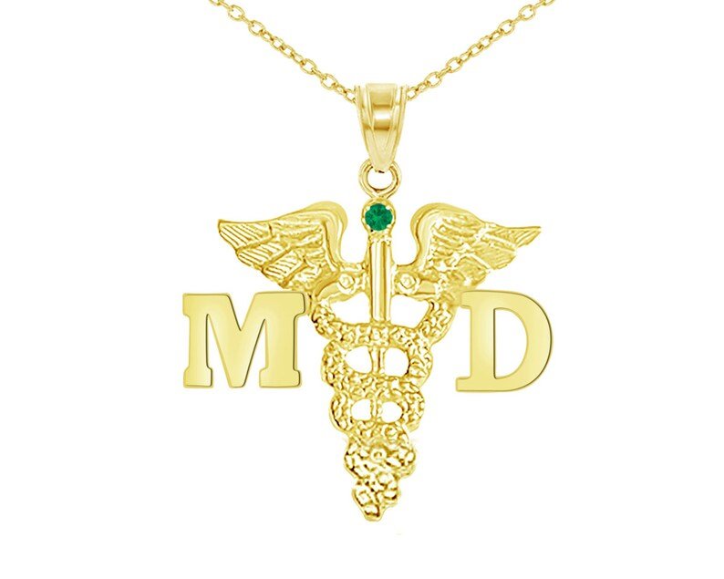 14K Gold MD Medical Doctor Graduate Necklace - NursingPin.com