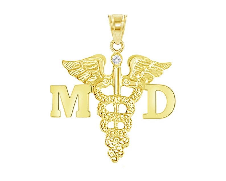 14K Gold MD Medical Doctor Graduation Charm - NursingPin.com