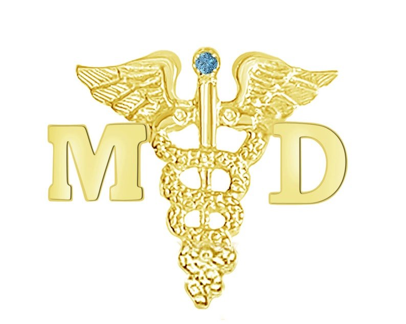 14K Gold MD Medical Doctor Graduation Pin - NursingPin.com