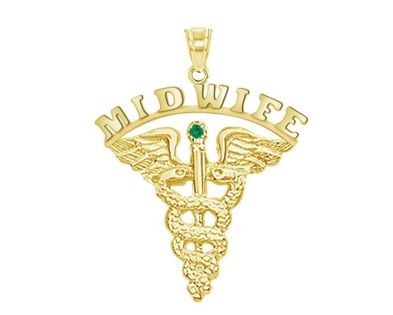 14K Gold Midwife Graduation Charm - NursingPin.com