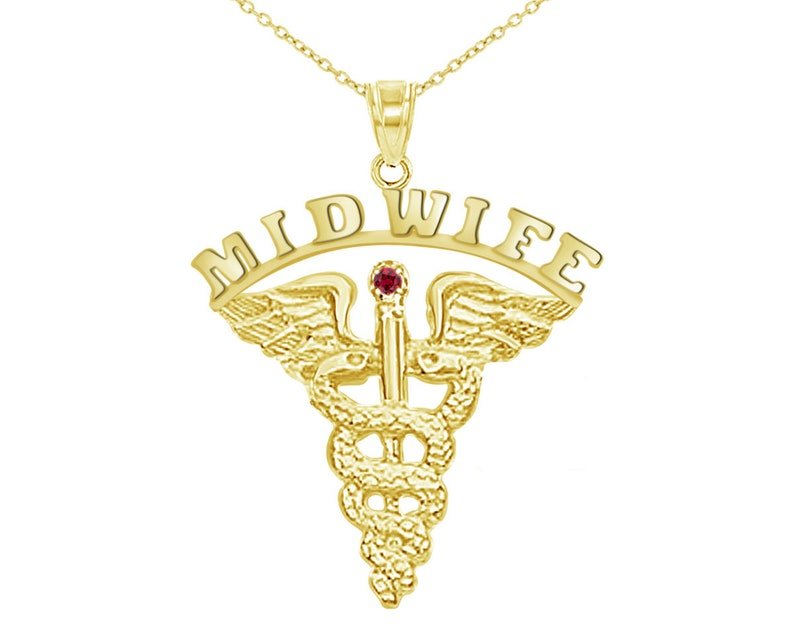 14K Gold Midwife Graduation Necklace - NursingPin.com