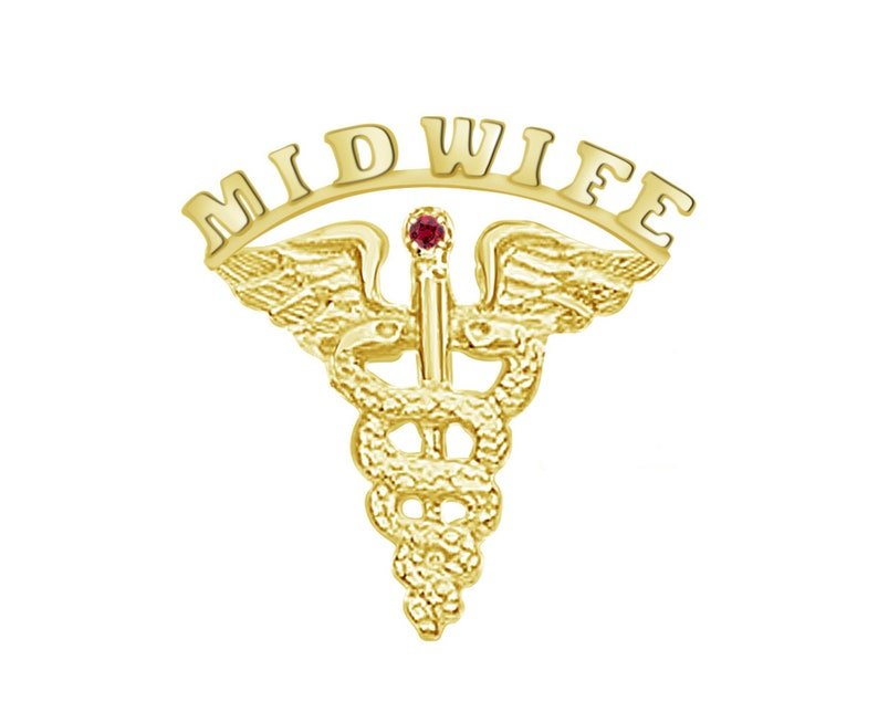 14K Gold Midwife Graduation Pin - NursingPin.com