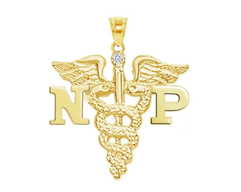 14K Gold NP Nurse Practitioner Charm - NursingPin.com