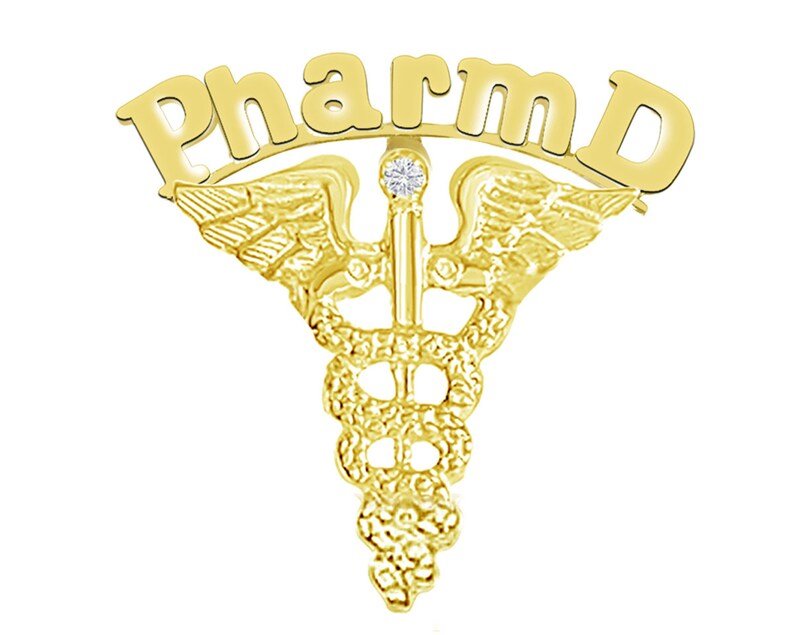 14K Gold PharmD Dr of Pharmacy Graduation Pin - NursingPin.com