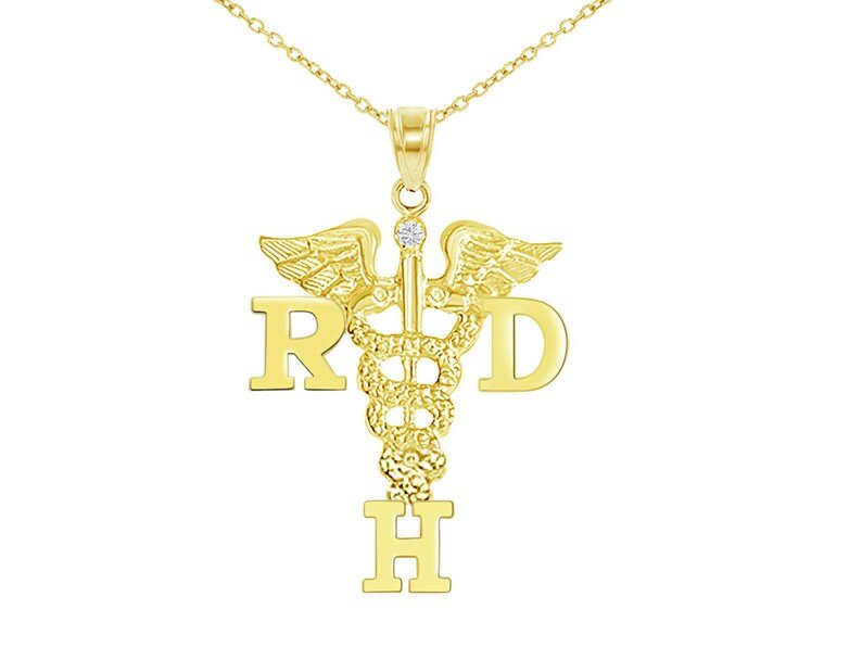 14K Gold RDH Registered Dental Hygienist Necklace - NursingPin.com