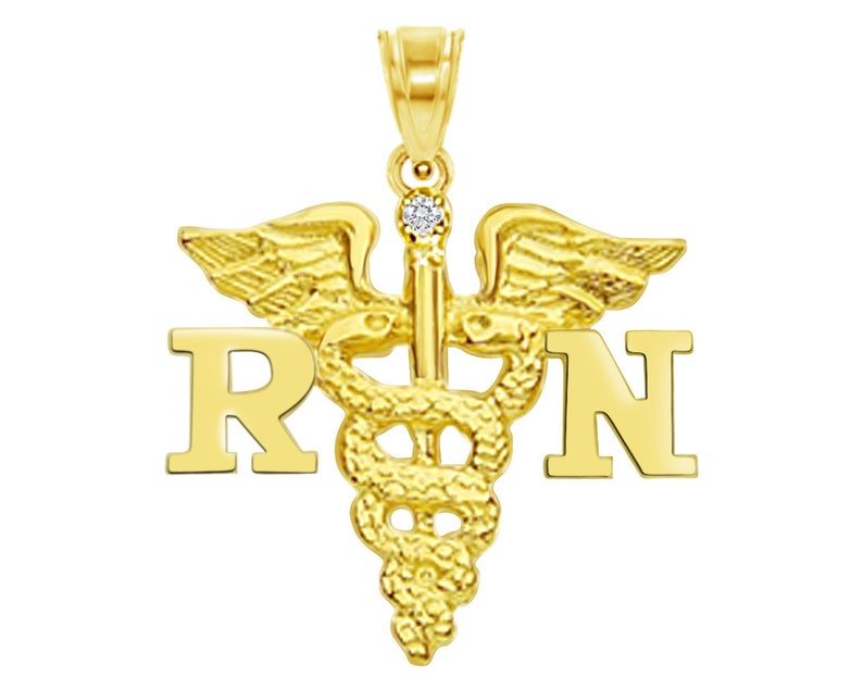 14K Gold RN Registered Nurse Charm - NursingPin.com