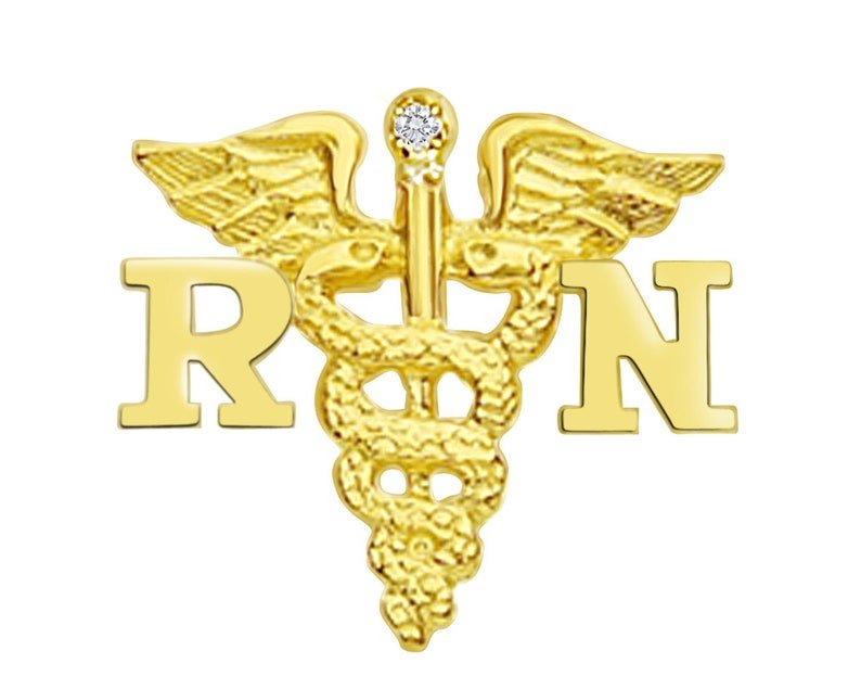 14K Gold RN Registered Nurse Nursing Pin - NursingPin.com