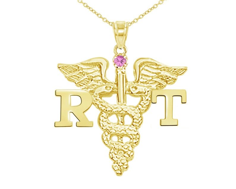 14K Gold RT Respiratory Therapist Necklace - NursingPin.com