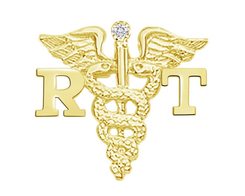 14K Gold RT Respiratory Therapist Pin - NursingPin.com