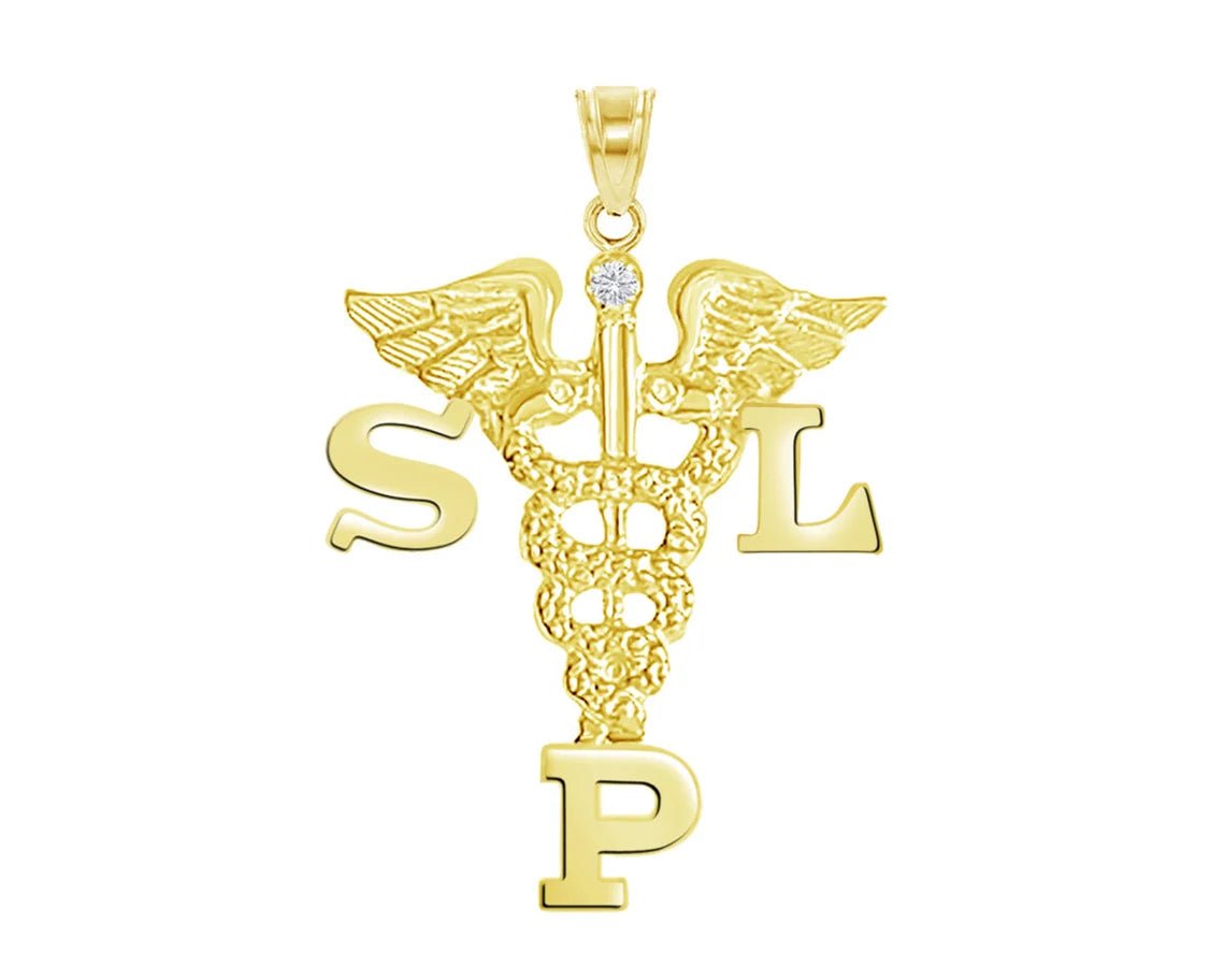 14K Gold SLP Charm | Speech Language Pathologist - NursingPin.com