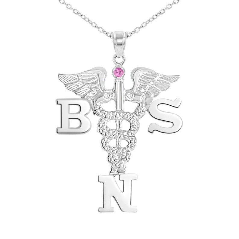 BSN Nurse Silver Necklace Jewelry Gift - Main Image