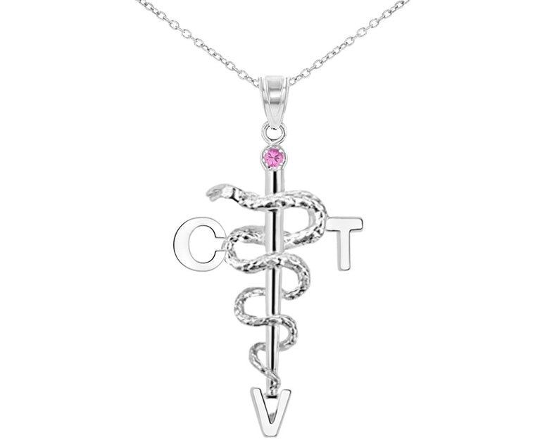 Certified Vet Tech CVT Silver Necklace - NursingPin.com