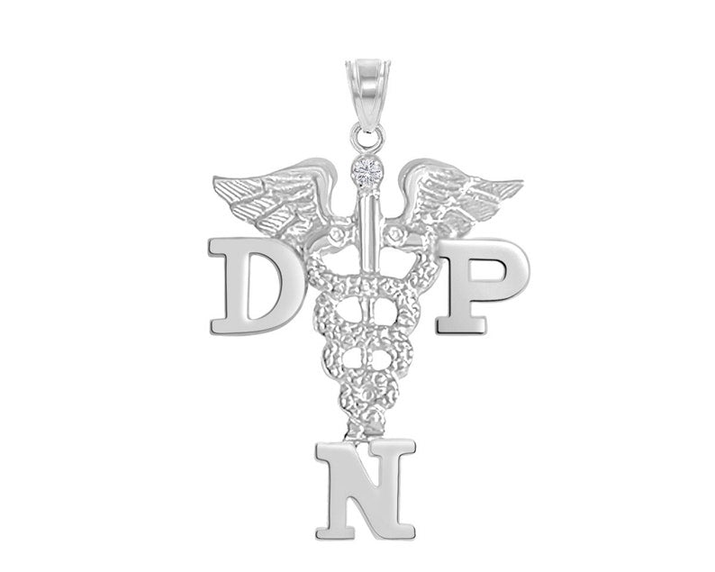 DNP Charm in Silver for Doctor of Nursing Practice - NursingPin.com