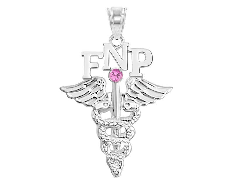 FNP Family Nurse Practitioner Charm in Silver - NursingPin.com