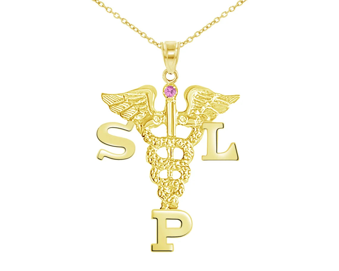 14K Gold Speech-Language Pathologist SLP Necklace - NursingPin.com