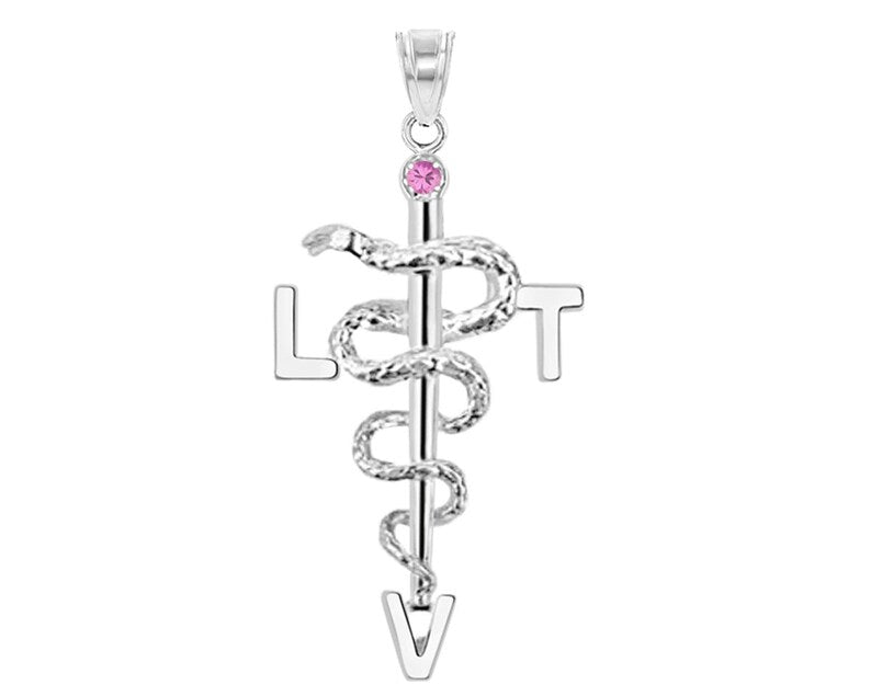 Licensed Vet Tech LVT Charm in Silver - NursingPin.com