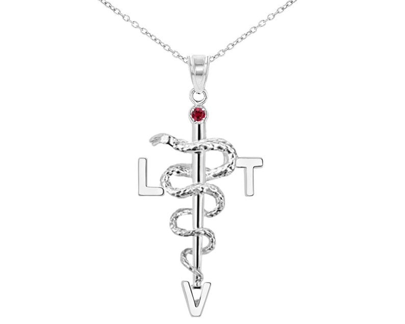 Licensed Vet Tech LVT Necklace in Silver - NursingPin.com