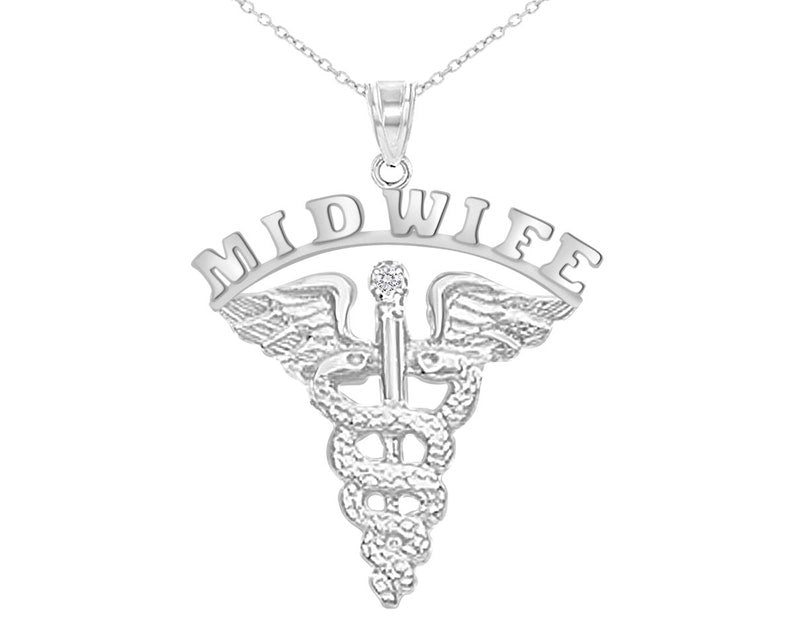 Midwife Graduation Silver Charm Necklace - NursingPin.com
