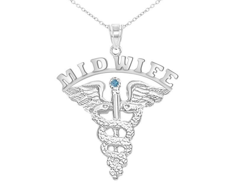 Midwife Graduation Silver Charm Necklace - NursingPin.com
