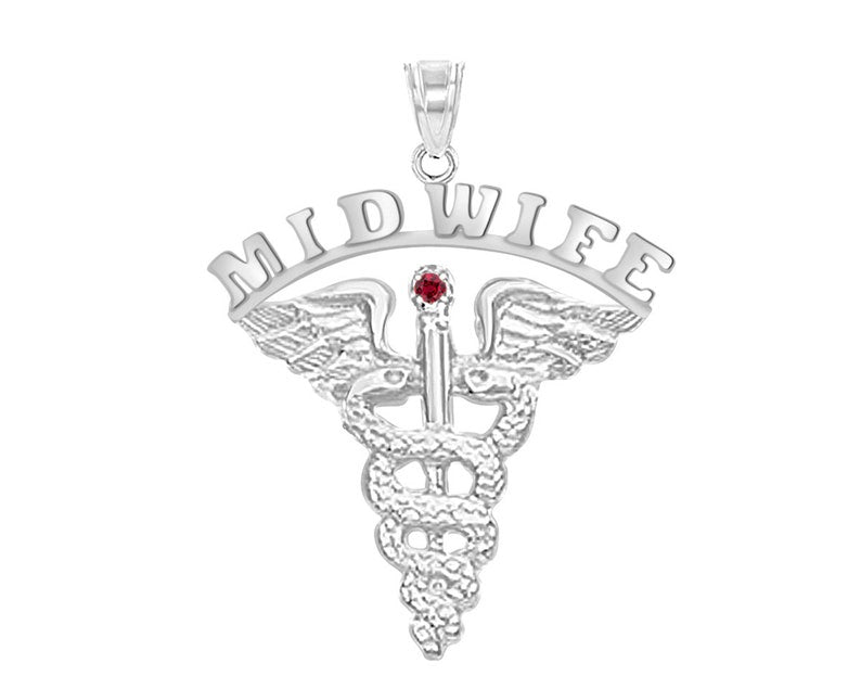 Midwife Graduation Silver Charm Pendant - NursingPin.com