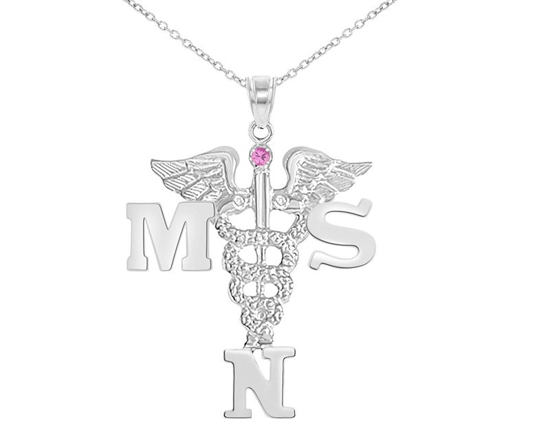 MSN Nurse Silver Necklace Jewelry & Gift - NursingPin.com