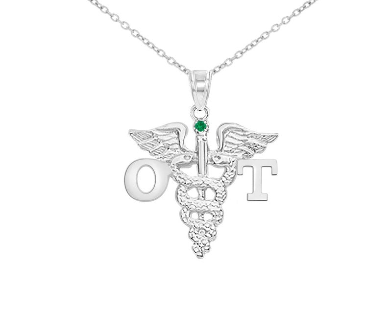 Occupational Therapist OT Necklace Silver - NursingPin.com