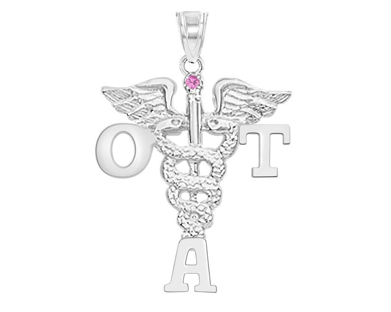 OTA Graduation Charm Silver OT Assistant - NursingPin.com