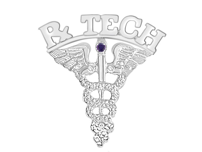 Pharmacy Rx Tech Graduation Pin Silver - NursingPin.com