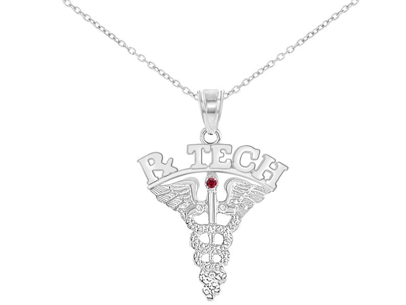 Pharmacy Rx Tech Silver Charm Necklace - NursingPin.com