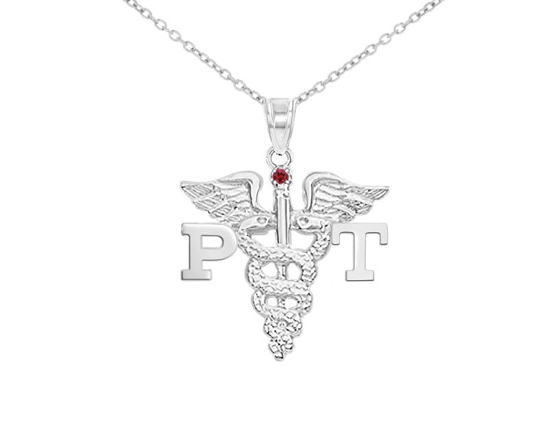 Physical Therapist PT Graduation Necklace in Silver - NursingPin.com