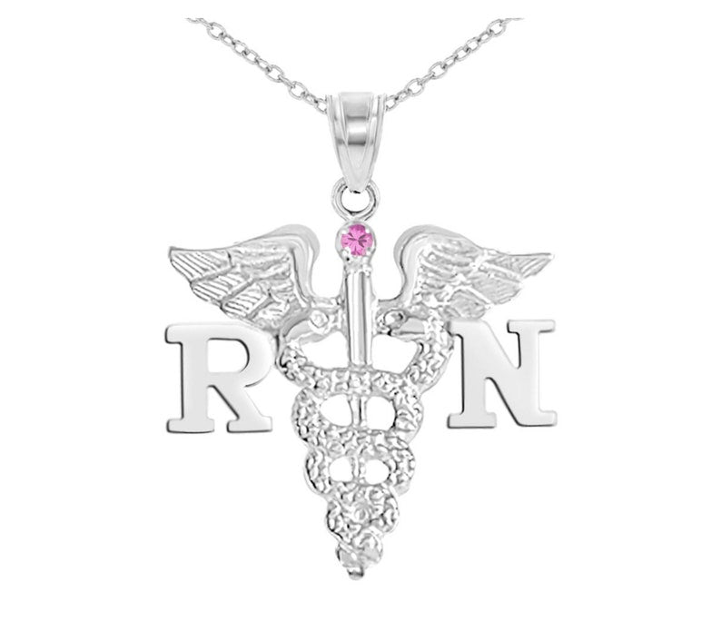 Registered Nurse RN Silver Necklace Gift - NursingPin.com