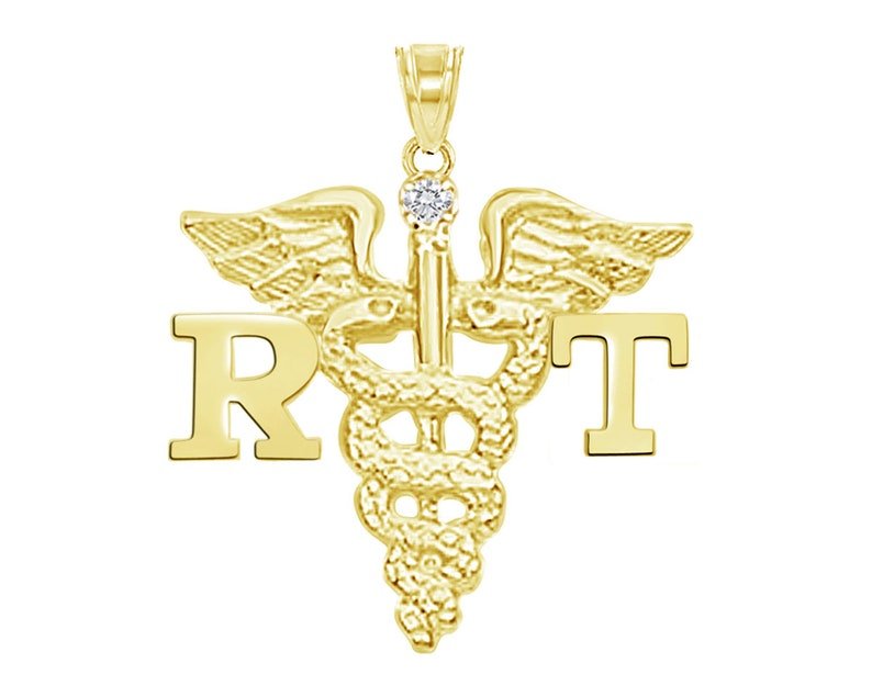 Respiratory Therapist RT Charm 14K Gold - NursingPin.com