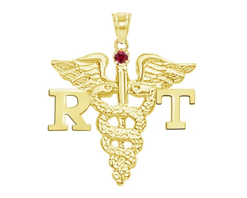 Respiratory Therapist RT Charm 14K Gold - NursingPin.com