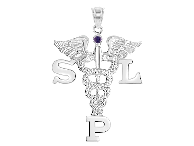 SLP Silver Graduation Charm for Speech - NursingPin.com