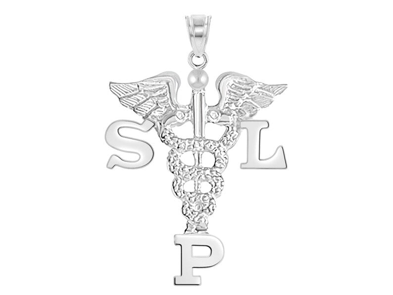 SLP Silver Graduation Charm for Speech - NursingPin.com