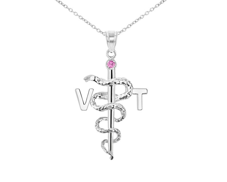 Vet Tech VT Charm Necklace in Silver - NursingPin.com