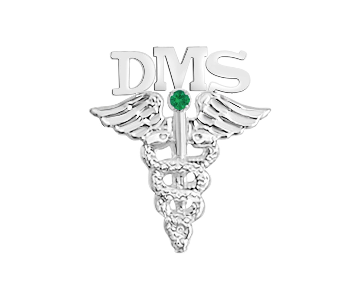 Diagnostic Medical Sonographer Graduation Pin with Emerald