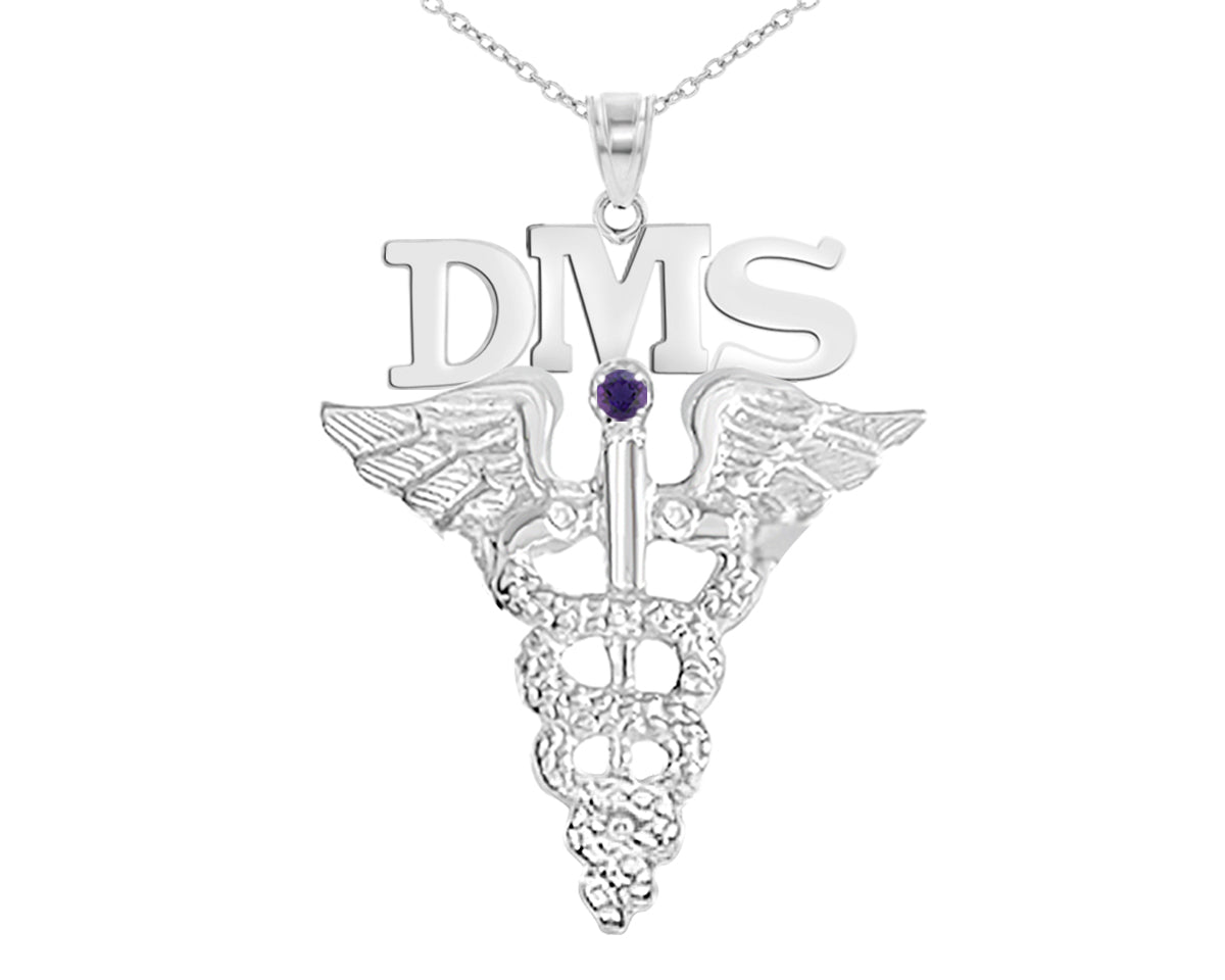 Diagnostic Medical Sonographer DMS Necklace with Amethyst