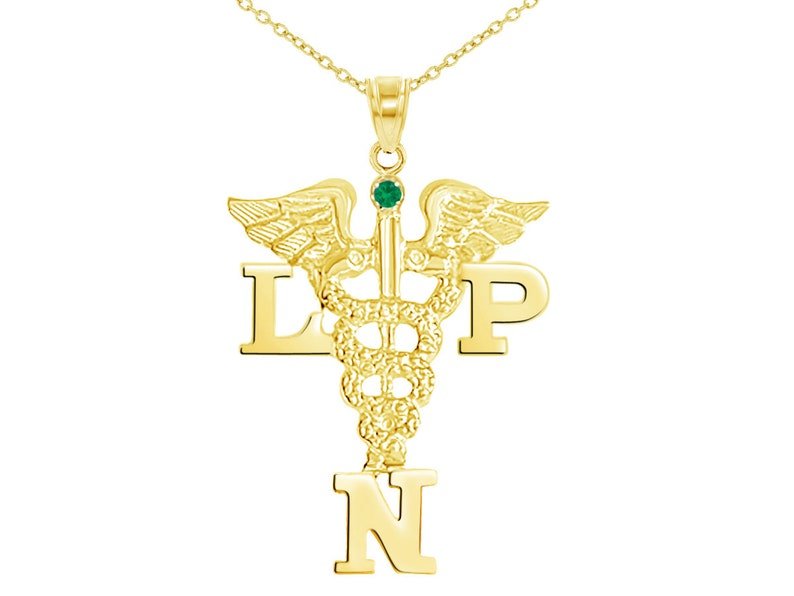 14K Gold LPN Licensed Practical Nurse Necklace - NursingPin.com