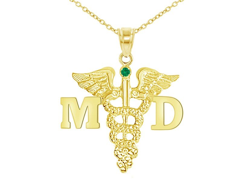 14K Gold MD Medical Doctor Graduate Necklace - NursingPin.com