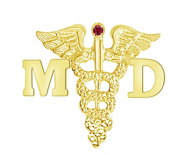 14K Gold MD Medical Doctor Graduation Pin - NursingPin.com