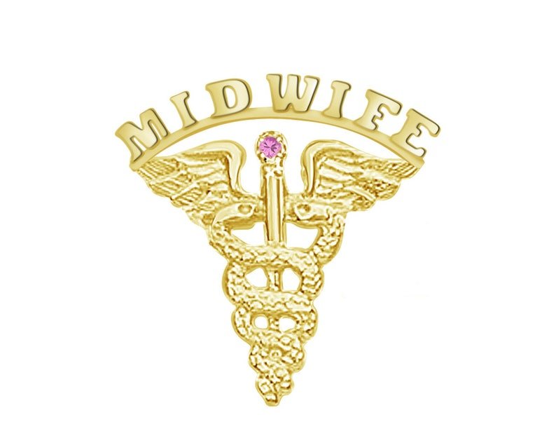 14K Gold Midwife Graduation Pin - NursingPin.com