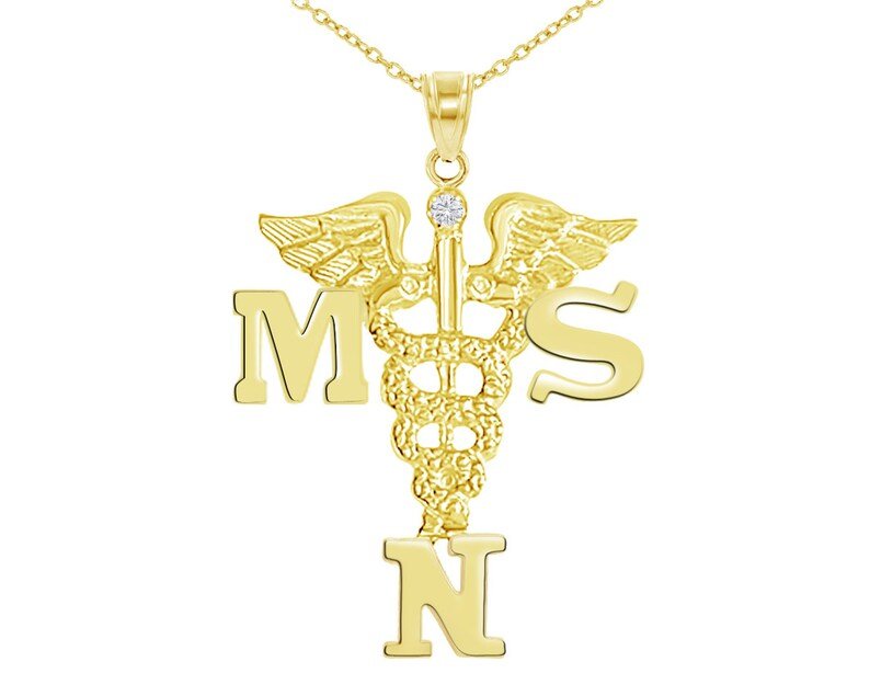 14K Gold MSN Masters Nurse Necklace - NursingPin.com