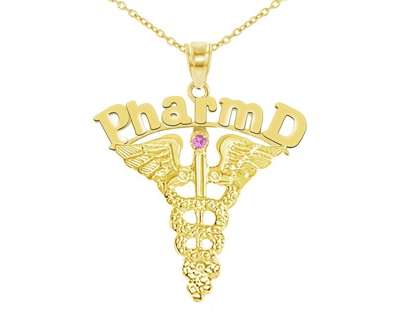 14K Gold PharmD Dr of Pharmacy Necklace - NursingPin.com