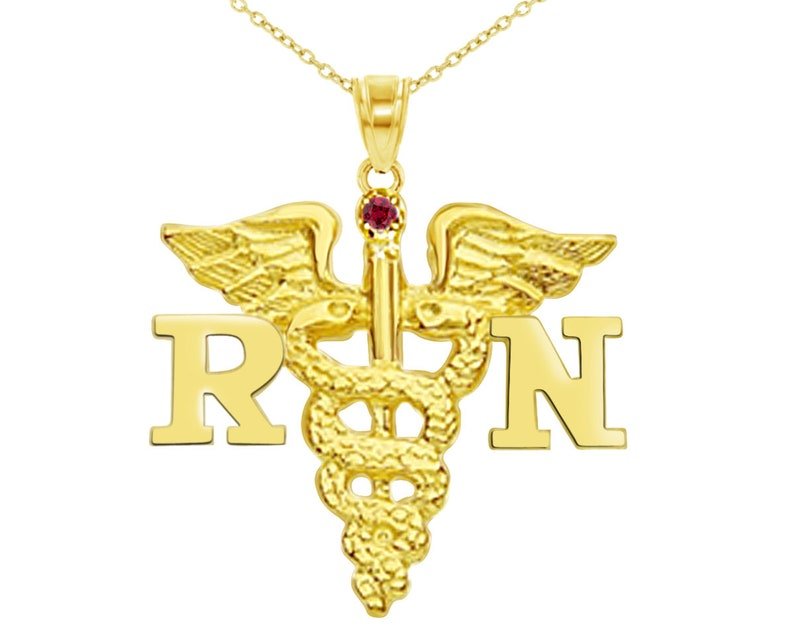 14K Gold RN Nurse Necklace Jewelry Gift - NursingPin.com