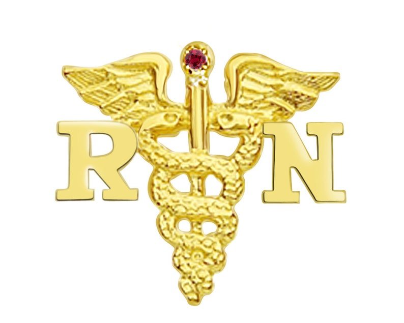 14K Gold RN Registered Nurse Nursing Pin - NursingPin.com