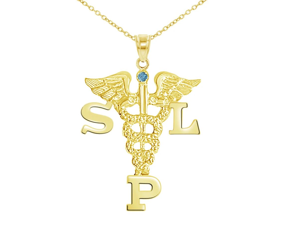 14K Gold Speech-Language Pathologist SLP Necklace - NursingPin.com